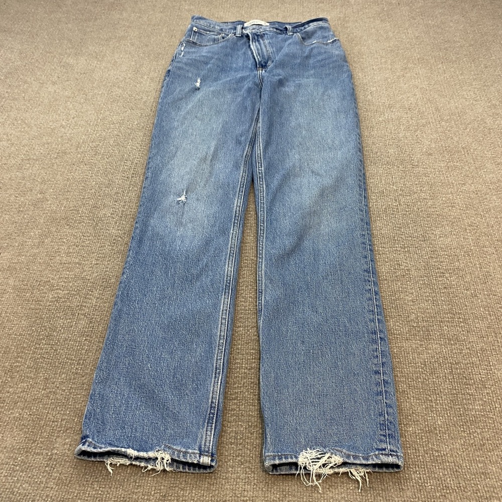 Abercrombie & Fitch '90s Straight Jeans Womens 2/26 Blue High Rise Distressed